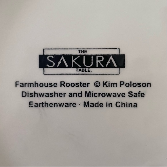 Sakura Farmhouse Rooster Earthenware Dinner Plates - Set of 2 - Picture 4 of 6